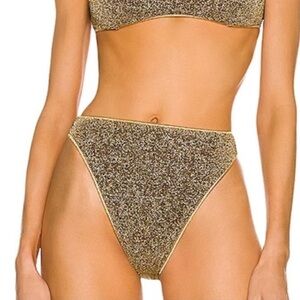 Oseree Lumiere Sporty 90s Bottom Bikini Bottoms in Sand Gold XL